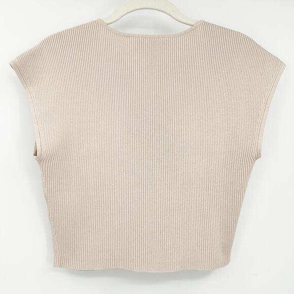 Jonathan Simkhai‎ Womens Abia Compact Rib Sweetheart Neck Cropped Tee Top Size L - Picture 6 of 6